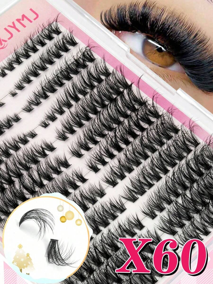 12 Rows, 216 Clusters Of False Eyelashes. Eyelash Extension, D-Shaped Curled Clusters, Single Lashes, Natural Makeup Look, Voluminous Lash Extension, Fine Lash Extension. DIY At Home. - D - View 1