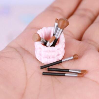 8pcs/Set Mini Realistic Miniature Model, Makeup Brush Set, Small Decor, 1/6, 1/12 Dollhouse Accessories, Decoration, Model House Supplies, Photography Props, Micro Landscape Ornaments, Miniatures Decor, Small Gift, Promotional Item, Home Decor, Tiny Trinkets