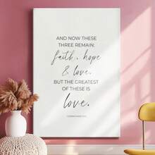 1pc Faith Hope Love Poster, Inspirational And Motivational, Easter Decor Wrapped Framed Canvas Wall Art, Vintage Prints Poster, Faith Hope Love - Minimalist, Typography, Minimalist, Modern Style, Birthday Party Decor, Decorative Wall Art for Living Room Bedroom Office, Hanging Hardware Included - Wrapped Framed Canvas, Vertical - Lienzo enmarcado - Ver 3