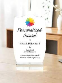 1pc Customized Acrylic Retirement Appreciation Plaque, Can Customize Logo And Text, Suitable As Thank You Gift For Boss, Manager, Teacher, Colleague, Appreciation Trophy - Multicolor - View 10