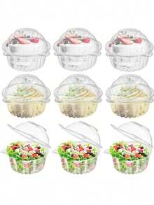 Hộp đựng bánh cupcake đơn bằng nhựa trong suốt hình vòm dùng một lần, 50 chiếc/30 chiếc/10 chiếc, hộp đựng bánh trái cây và món tráng miệng, lý tưởng cho các bữa tiệc hoặc đám cưới. - Nhiều màu - Xem 9