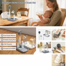 六合一硅胶奶瓶刷套装，包含奶嘴刷、吸管清洁工具和奶瓶口刷。 - 淺灰色 - 查看 10