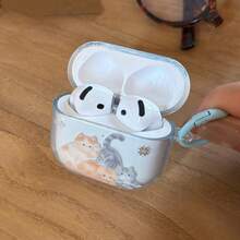 Sött halvtransparent blått hörlursfodral med 3 katter och hängande ring, lämpligt för AirPods Pro 2, härligt Apple 4 Simple 3 New 1/2 Generation Women Earphone Case - Babyblå - Visa 10