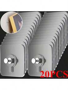 4/10/20pcs Modern Wall Mounted Practical Hooks - Easy To Install, Strong Bonding, No Drilling, Waterproof Plastic Hooks For Pictures, Photo Frames, Posters, Clocks In The Kitchen And Bathroom, Utility Hooks - A - View 11