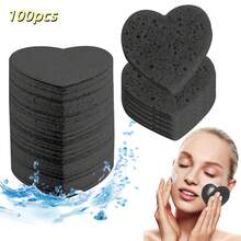 Compressed Cellulose Heart Shape Facial Sponges Natural Cosmetic Spa Sponges Reusable For Facial Cleansing Exfoliating - Coral Pink - View 44