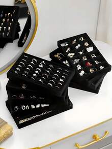 1/9pcs Jewelry Storage Box, Women/Girls Earring Organizer, Ring & Bracelet Holder, Travel Jewelry Case, Velvet Stackable Necklace Jewelry Gift Box/Tray - Multicolor - View 3