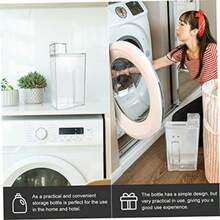SKISUNO Transparent Laundry Detergent Storage Box With Measurement Lid Refillable Laundry Liquid Dispenser Compact Leakproof Sub Bottle For Household Use - Transparent - View 7