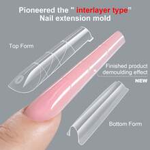 256-Piece Sandwich Nail Tips For Quick Extension Paperless Crystal Gel Nail Tips For Gel Polish No-Build Molds For Crystal Gel Quick Extension Nail Tips Creative Nail Art DIY Tools - Trong sáng - Xem 6