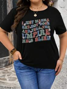 Women's Casual Crew Neck Short Sleeve T-Shirt Streetwear Creative Printed Patterns, Simple Design, Suitable  Top ForSummer & Spring,Sports And Fitness,It Is Also A Good Choice For Gifts To Relatives And Friends - 黑色4 - 查看 8