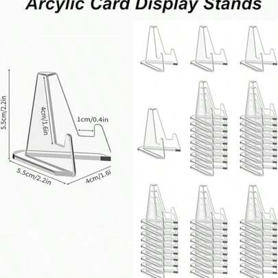 10pcs/20pcs/30pcs Acrylic Card Display Stands, Sports Card Holders, Trading Card Racks, Rating Card Displays, Baseball Card Stands, Card Storage Racks, Tarot Coin Sports Card Holders, 2.2 Inch Height