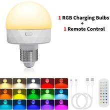 1/2个可充电遥控壁灯（含可充电RGB灯泡），床头灯，吸顶灯，小型装饰灯，夜灯 - 15种可调节颜色，适用于卧室、客厅、走廊、浴室、厨房和衣柜照明，家居圣诞装饰（1800mAh） - 附燈罩款 - 查看 17