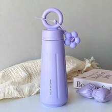 Stainless Steel  Bottle With Handle And Flower Keychain, 450ml. - Màu Lilac Tím - Xem 3
