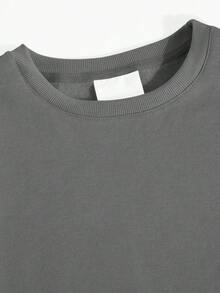 1 pièce sweat-shirt col rond unisexe, sweat-shirt décontracté pour l'automne/l'hiver, convient pour le quotidien, l'école, les trajets, les assortiments de couple, style polyvalent tout-aller, design populaire - Gris - Voir 3