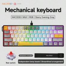 AJAZZ NK61 60% 紧凑型有线键盘，61 键 RGB 背光，小巧便携，办公/电脑机械键盘，全键热插拔，适用于 Windows 平板电脑、笔记本电脑和游戏设备 - 彩色 - 查看 16