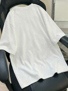 Disney 男士时尚休闲街头服饰，迪士尼米奇字母印花短袖T恤。 - 白色 - 查看 2