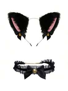 3pcs/Set Faux Cat Ear Headband, Fox Tail Accessory, Second Element, Animal Ear, Animal Tail Set, Collar And Hair Clip, Suitable For Various Festivals And Party Costumes - Multicolor - View 11