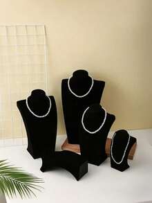 1pc Black Velvet Mannequin Bust Jewelry Display Stand, High-Quality Velvet Necklace Pendant Jewelry Photography Prop - Multicolor - View 10