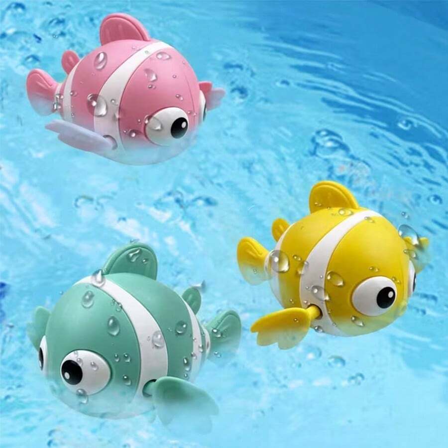 1个小丑鱼游泳洗澡玩具，漂浮风车玩具，婴幼儿水上游戏玩具，毛绒礼物 - 彩色 - 查看 1