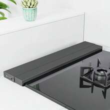 Exhaust Vent Cover, Width 60cm, [Depth Adjustable 10-17cm], Load Capacity 25kg, Gas Stove Cover, Flat, Thin Cover, Stove Cover, Grill Cover (Depth Adjustable Black, White) - 黑色 - 查看 10