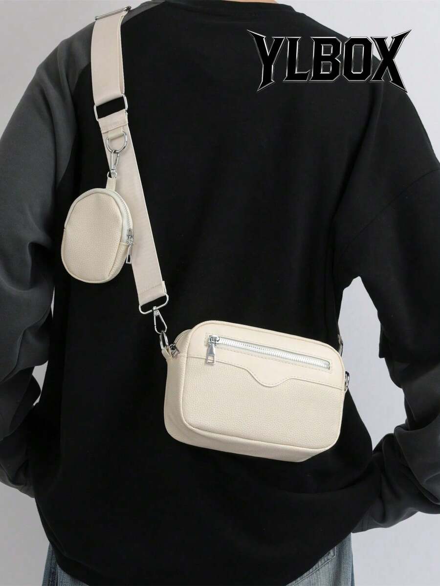 2件装男士迷你刺绣钥匙扣包 - 米色 - 查看 1