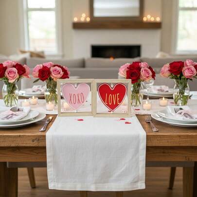 2 Tấm bảng trang trí bằng gỗ khắc chữ XOXO - Trang trí nhà cửa ngày Valentine cho lối vào, bàn trang điểm phòng ngủ, bàn cà phê và tiệc kỷ niệm của các cặp đôi.