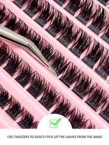 120-Piece Slim Individual Lash Clusters For A Natural Look, Eye Lash Curl D-Shaped Curl, Volumizing, DIY Lash Extensions For Salon-Grade Volume And Length - Easy To Apply, Reusable And Comfortable Lash Clusters, Lashes>Cluster Lashes - Black - View 4