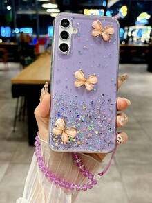 闪亮星空水滴 TPU 手机壳，星空设计，配有配套腕带，兼容 Apple 17 ProMax/17Air/16/15/14/13/12/11 Galaxy 系列 A73/A72/A71/A56/A55/A54/A53/A52s/A50/A36/A35/A34/A33/A32/A31/A26/A25/A24/S25Ultra/S24/S23PLUS/S22。 - 粉色 - 查看 4