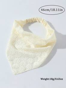 1件装女士时尚刺绣荷叶边头巾，适合日常佩戴和度假 - 米色 - 查看 3