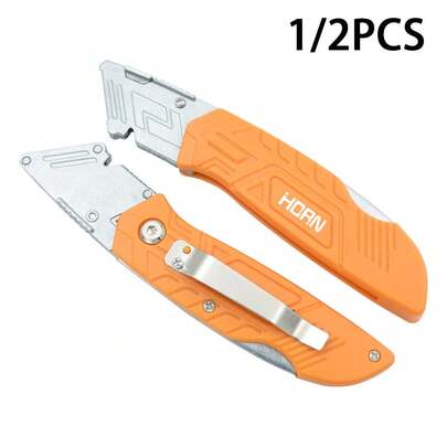 1/2Pcs A 2-In-1 Multifunctional Folding Utility Knife Holder, Blade Not Included, Features A Quick-Change Design, Secure Locking Mechanism For Folding, Portable Clamp Style, Ergonomic Handle, Suitable For Everyday Use