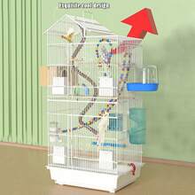 Jaula Extra Alta de 100 cm para Loros, Cacatúas y Agapornis - Aviario Multinivel con Malla de Alambre Soldado, Amplio Área de Vuelo, Base Robusta - Ideal para Hogar, Veterinaria o Cría - Fácil Montaje y Limpieza, Diseño Elegante, Construcción Duradera, Hábitat para Aves, Amantes de las Aves - H - Ver 7