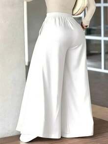 Pantalones anchos y sueltos de pierna ancha tipo maxi para mujer, para primavera - Blanco - Ver 3