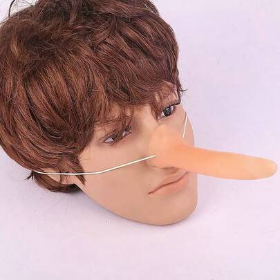 1pc Rubber Long Nose, Fake Nose, Funny Flesh-Colored Nose, Clown Nose, Wooden Man Photo Prop Costume Nose - Ideal For Party Performances