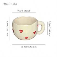 Creative Heart-Shaped Ceramic Cup, High Quality Household Water Cup, Cute Office Coffee Mug, Suitable For Couples Back To School Back To School - Multicolor - View 9