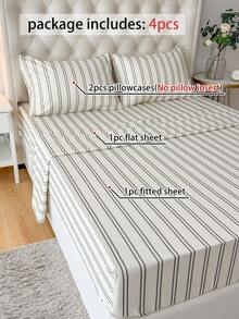 四件套床上用品，易于打理，柔软亲肤，包含1张床单、1张床笠、2个枕套，透气舒适，让睡眠更安稳，简约风格，是送给父母和朋友的绝佳礼物。 - 彩色 - 查看 4