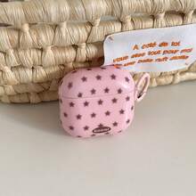 Dual-Tone Minimalist Retro Pink & Beige Star Hoop Earphone Case Compatible With AirPods Pro 2, Cute Apple 4 Minimalist Case Compatible With Airpods 3 New 1/2 Gen, Suitable For Women - Multicolor - View 5