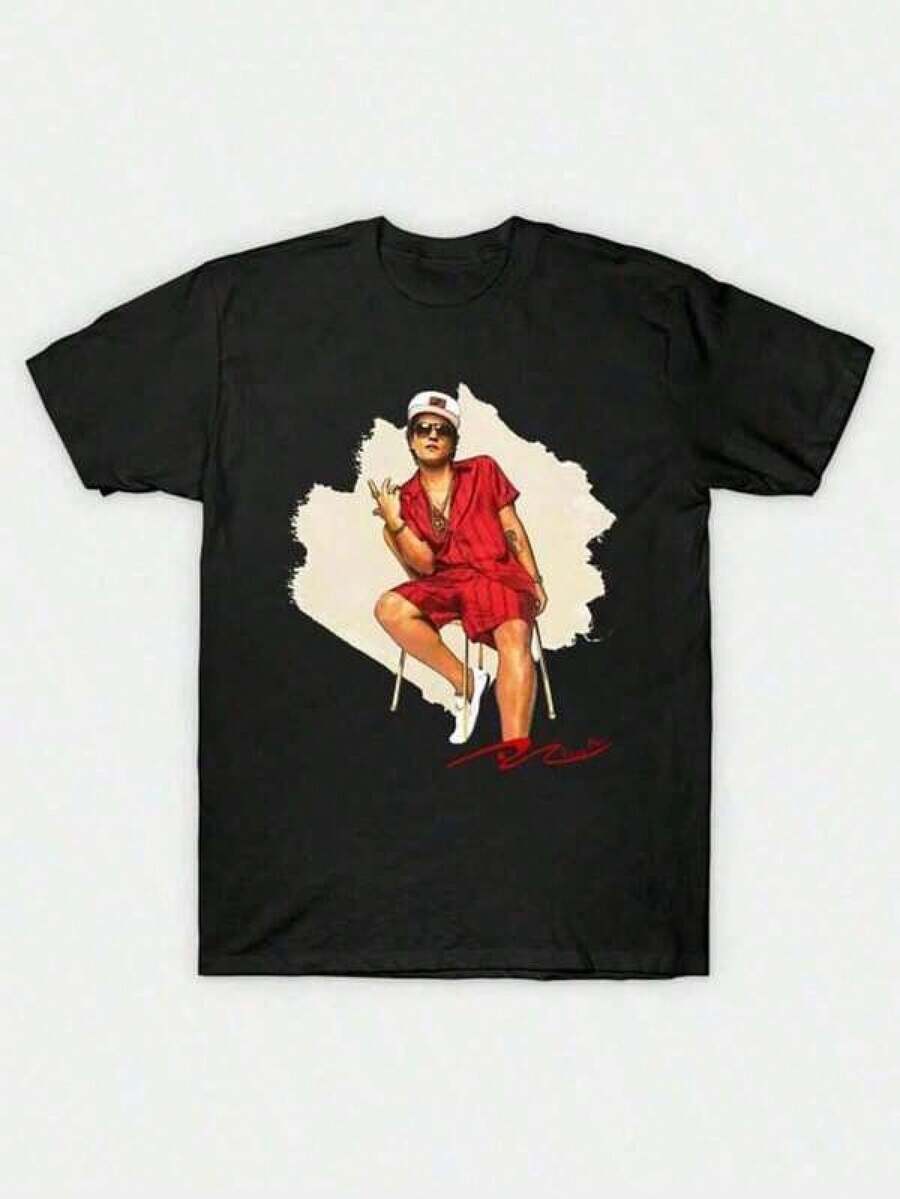 Men's Casual Pure Cotton Football T-Shirt, Benito, Valentines Gifts, Shirt, Denver Broncos, , 49ers Football, An 180-Gram Men's Black Pure Cotton T-Shirt With A Black-And-White Image Of Bruno Mars Playing Guitar And The Text Live In Las Vegas. 100% Heavy Cotton T-Shirt Graphic Tees Men Regular Fit, Machine Washable, Short Sleeve, 813 Throwback, Bucco Bruce, Uni Shirt, Area Code, Tampa Bay Buccaneers, Bucs Football, Pirate, Jersey, Creamsicle, Bella Ca, Unisex Casual Tee For Weekends, Travel, Shopping, Outdoor Activities Or Leisure - Black - View 1