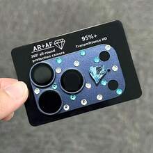 时尚闪亮3D立体心形钻石镜头保护膜，兼容 17 Pro Max/17 Pro，防刮镜头保护膜，奢华闪亮彩色水晶透明相机镜头盖，适用于日常、办公室、家庭使用，闪亮水晶防水防震防摔防刮。 - 藍色 - 查看 5