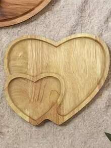 1pc Heart-Shaped Bamboo Tray, For Holding Snacks, Nuts, Fruits, Kitchen, Christmas Gift, Valentine's Day Gift - Bamboo Color - View 12