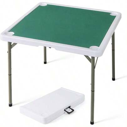 麻雀卓 折り畳み 麻雀台 雀卓 高さ調節可能 幅90x奥行90x高さ74cm 小型軽量11KG マージャンテーブル じゃんたく ハニカム構造 カップホルダー付き 室内 ガーデン ピクニック 畳 高齢者 家庭用 麻雀クラブ 麻雀教室 老人ホーム (2段階調整 グリーン)
