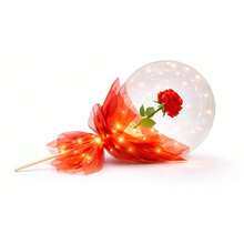 Globo Transparente con Rosa y Adorno de Luz LED - 1PC - Ver 2