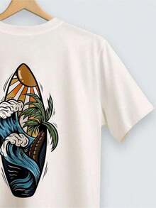 Camiseta Algodão Juvenil e Infantil Praia Prancha Surf Unissex Verão - Branco - Visão 5