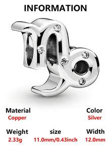 1件时尚简约电镀十二生肖串珠手链/项链，用途广泛，可DIY饰品，生日礼物 - 銀色 - 查看 21