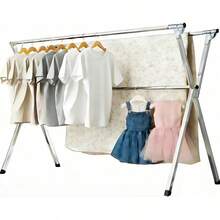 Tendedero para ropa plegable retráctil de acero inoxidable interior exterior 2 metros perchero tendedero aireador de ropa tubería reforzada 20 ganchos anti-viento - aceros inoxidables - Ver 8