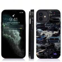 Estuche para teléfono Black Mustang Car Collection Compatible con teléfonos   17  16 Pro Max  15 Pro Max  13 y  12 Cuenta con un diseño a prueba de golpes con ranura para tarjeta de crédito y es impermeable, a prueba de caídas y resistente a rayones Es un gran regalo para familiares, amigos, amantes, novios/novias y para el día de San Valentín - Negro - Ver 4