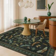 1PC Butterfly Dragonfly Leaf Pattern Design Christmas Rug 5x7 Washable Area Rugs For Living Room Bedroom, Velvet Material Low-Pile Carpet Suitable For Indoor Outdoor High Traffic Areas,  Exquisite Floral Pattern , Home Decor Gift, Holiday Print Mat - 1PC - Xem 3