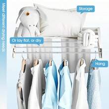 Tendedero de pared de 32 pulgadas para ropa tendedero para lavandería perchero de pared color blanco - Blanco - Ver 2