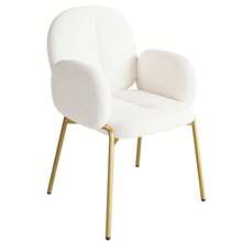Dining Chairs, Armchairs, Dressing Table, Gold Legs, Teddy, Beige, Dimensions: W 55 * D 64.5 * H 88 Cm - Beige - View 8
