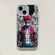 Personaje de demonio de anime con cabello rojo y tatuajes. Esta elegante funda es compatible con iPhone 17, 16, 15, 14 Pro Max, 13, 12, 11, XR y XS Plus. Fabricada en TPU flexible, resistente a golpes y arañazos, ofrece una excelente protección contra caídas y un agarre cómodo. Es un regalo ideal para familiares, amigos y seres queridos, y una opción perfecta para festivales. - Plateado - Ver 6
