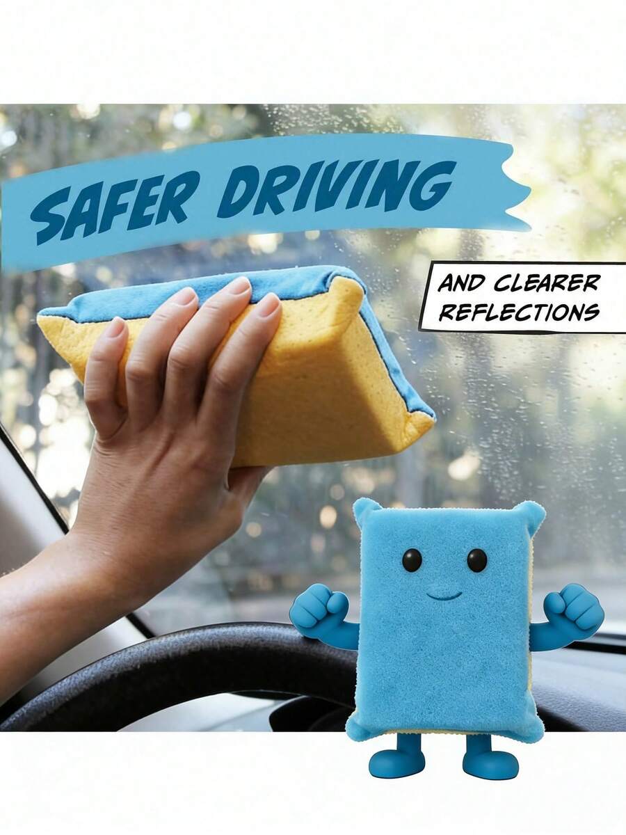 2 piezas - Esponja de lavado de coche de alta calidad y multifuncional, esponja de doble cara de terciopelo no tejido, un milagro para ventanas claras. Esponja grande, súper absorbente y antivaho, adecuada para la limpieza de cristales de coche, desempañado, encerado, lavado de coche y limpieza del interior del coche. No deja rastros, fácil de limpiar, una herramienta de limpieza universal para uso en interiores y exteriores, diseño optimista, hecha de fibra de poliéster. - multicolor - Ver 1