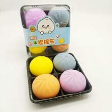 2pcs Random Color Steamed Bun Squeezing Stress Relief Ball, Dough Ball Kitchen Toy Set, Popular Pressure Release Toy - Multicolor - View 7